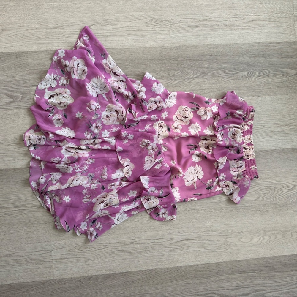 MISA Los Angeles Pink & Navy Floral Ruffle Midi Skirt Size SM, VALENTINE'S DAY! - Picture 6 of 7